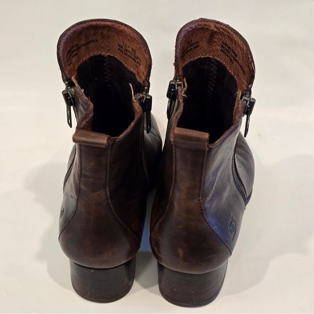 Born Ankle Boots Womens Size 7.5 Landa Brown Leather Booties - Picture 4 of 6